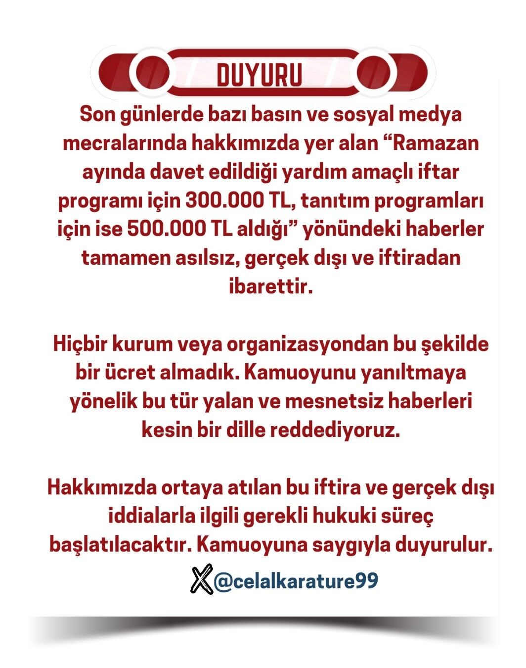 Celal Karatüre’den 300 Bin Tl Iddialarına Yanıt!-1