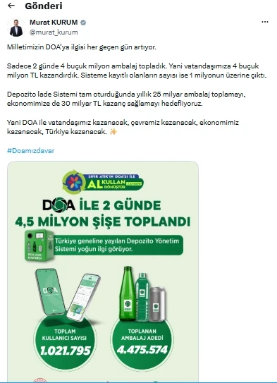 Depozito İade Sistemine Yoğun İlgi! 4,5 Milyon Tl Vatandaşa Geri Döndü