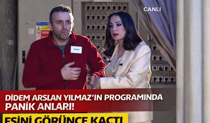 Didem Arslan Yılmaz’ın programında panik anları! Eşini görünce kaçtı