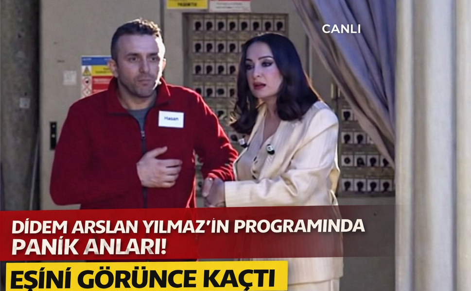 Didem Arslan Yılmaz’ın programında panik anları! Eşini görünce kaçtı